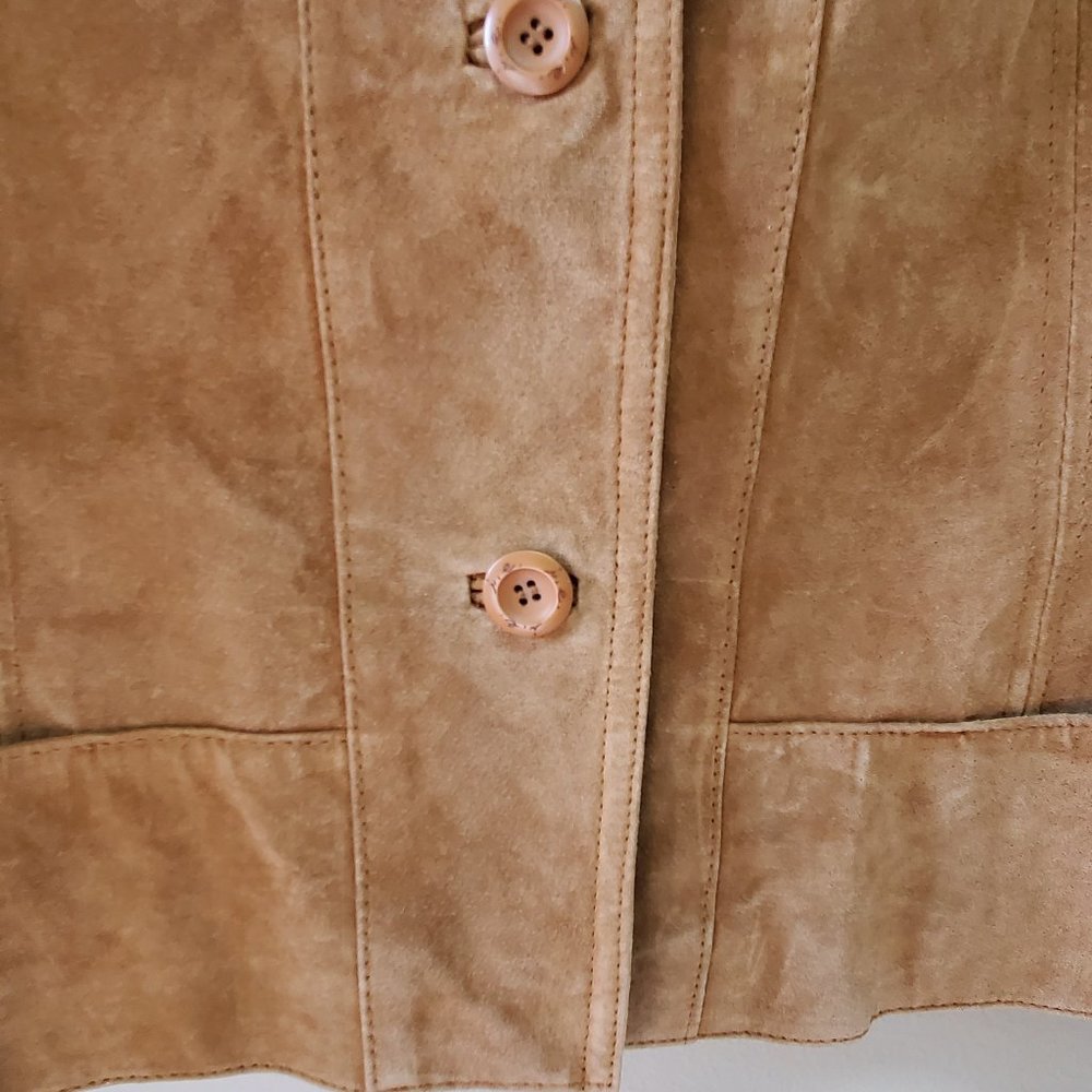 ie Tan Three Button Leather Jacket - Picture 5 of 5